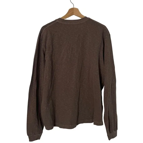 NEW American Giant Mens Broken In Premium Slub Henley Shirt Large Brown USA - Picture 3 of 8